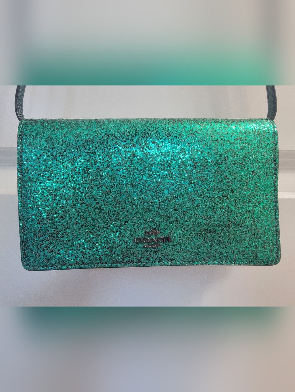 Coach Hayden Emerald Green Glitter Crossbody Clutch - Wizard of Oz - With Box
